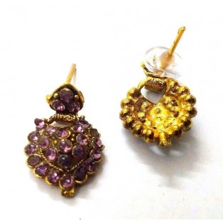 Golden Oxidized Earrings Ethnic Traditional Imitation Jewelry Drop Dangle - EA44
